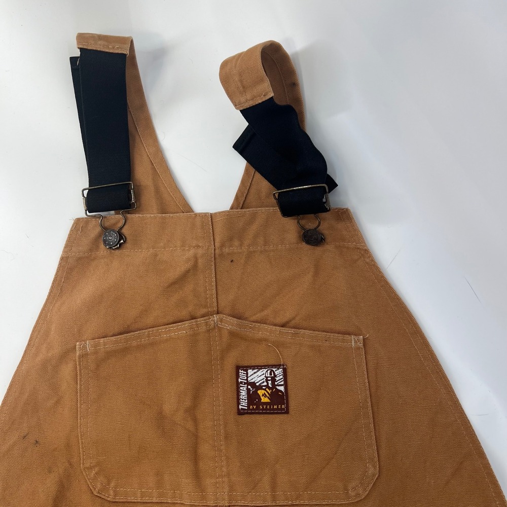 Vintage Steiner Thermal-Tuff Insulated Duck Canvas Bib Overalls USA Union Large